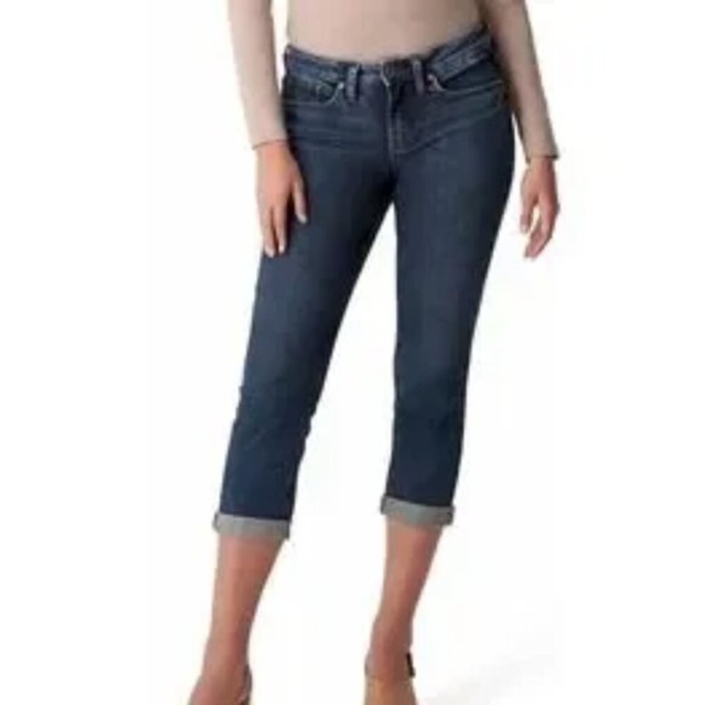 Silver Suki Mid Capri Whiskered Distressed Denim Jeans 27/24